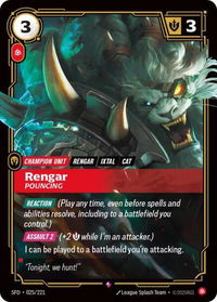 Rengar - Pouncing - Spiritforged (SFD) #025/221 - Rare Riftbound Trading Card