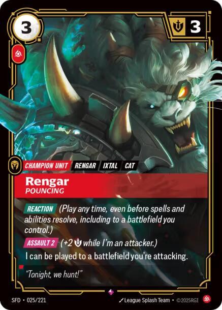 Rengar - Pouncing - Spiritforged Riftbound trading card