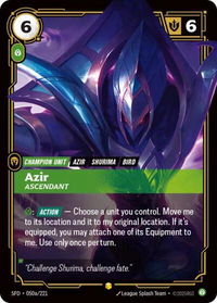 Azir - Ascendant (Alternate Art) - Spiritforged (SFD) #050a/221 - Showcase Riftbound Trading Card
