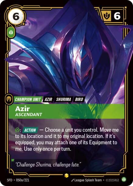 Azir - Ascendant (Alternate Art) - Spiritforged Riftbound trading card