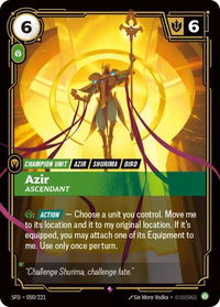 Azir - Ascendant - Spiritforged (SFD) #050/221 - Rare Riftbound Trading Card
