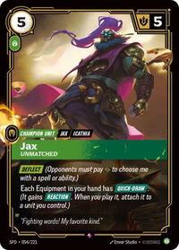 Jax - Unmatched - Spiritforged (SFD) #054/221 - Rare Riftbound Trading Card