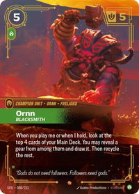 Ornn - Blacksmith - Spiritforged (SFD) #058/221 - Epic Riftbound Trading Card