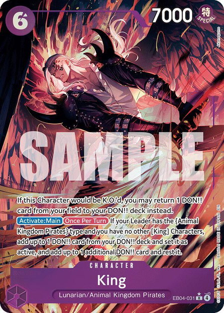 King (Alternate Art) trading card from The Azure Sea's Seven King (Alternate Art) - The Azure Sea's Seven One Piece trading card
