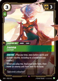 Janna - Savior - Spiritforged (SFD) #053/221 - Rare Riftbound Trading Card