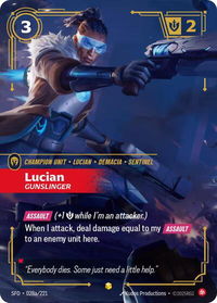 Lucian - Gunslinger (Alternate Art) - Spiritforged (SFD) #028a/221 - Showcase Riftbound Trading Card