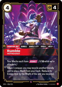 Rumble - Hotheaded - Spiritforged (SFD) #026/221 - Rare Riftbound Trading Card
