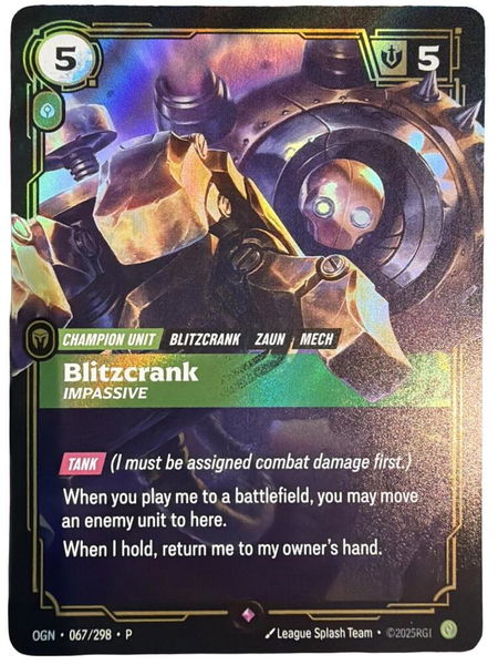 Blitzcrank - Impassive - Riftbound Organized Play Promotional Cards Riftbound trading card