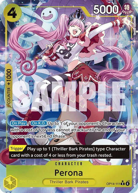 Perona - OP14-111 (Alternate Art) trading card from The Azure Sea's Seven Perona - OP14-111 (Alternate Art) - The Azure Sea's Seven One Piece trading card