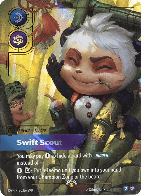 Teemo - Swift Scout (Alternate Art) trading card from Riftbound Promotional Cards Teemo - Swift Scout (Alternate Art) - Riftbound Promotional Cards Riftbound trading card