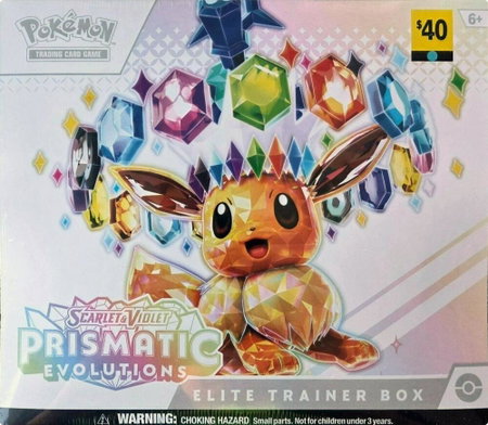 Prismatic Evolutions Elite Trainer Box (Dollar General Exclusive) trading card from SV: Prismatic Evolutions Prismatic Evolutions Elite Trainer Box (Dollar General Exclusive) - SV: Prismatic Evolutions Pokémon trading card