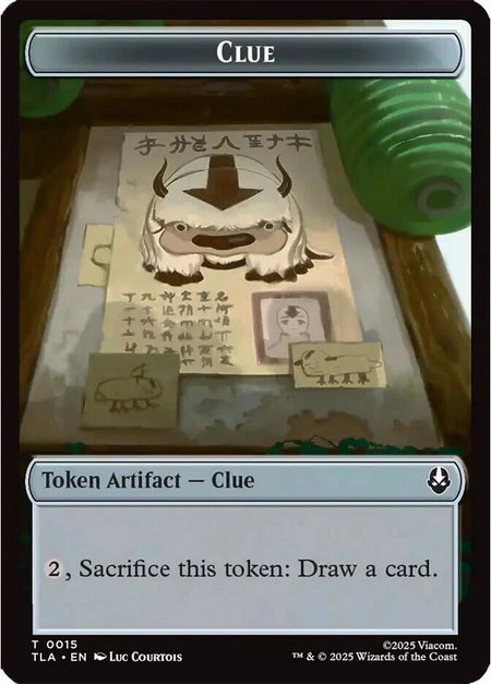 Clue (0015) // Spirit (0003) Double-Sided Token - Avatar: The Last Airbender Magic: The Gathering trading card