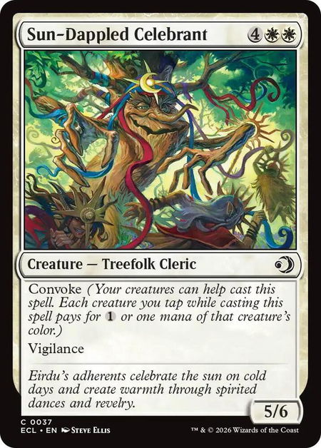 Sun-Dappled Celebrant trading card from Lorwyn Eclipsed Sun-Dappled Celebrant - Lorwyn Eclipsed Magic: The Gathering trading card