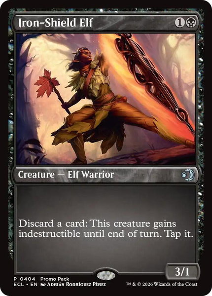 Iron-Shield Elf trading card from Promo Pack: Lorwyn Eclipsed Iron-Shield Elf - Promo Pack: Lorwyn Eclipsed Magic: The Gathering trading card