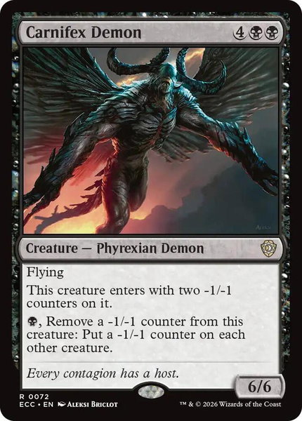 Carnifex Demon trading card from Commander: Lorwyn Eclipsed Carnifex Demon - Commander: Lorwyn Eclipsed Magic: The Gathering trading card