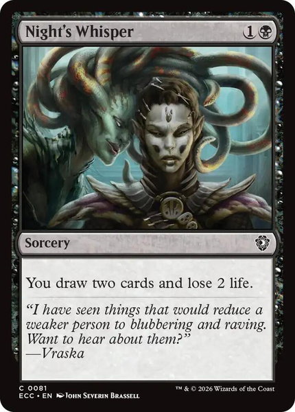 Night's Whisper - Commander: Lorwyn Eclipsed Magic: The Gathering trading card