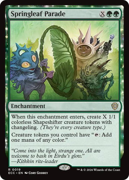 Springleaf Parade trading card from Commander: Lorwyn Eclipsed Springleaf Parade - Commander: Lorwyn Eclipsed Magic: The Gathering trading card