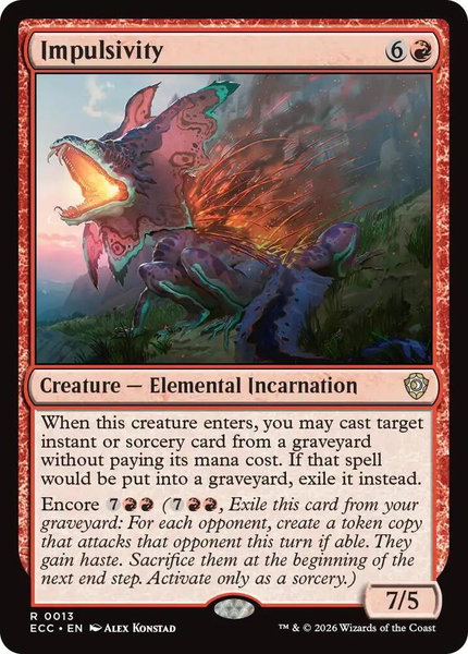 Impulsivity trading card from Commander: Lorwyn Eclipsed Impulsivity - Commander: Lorwyn Eclipsed Magic: The Gathering trading card