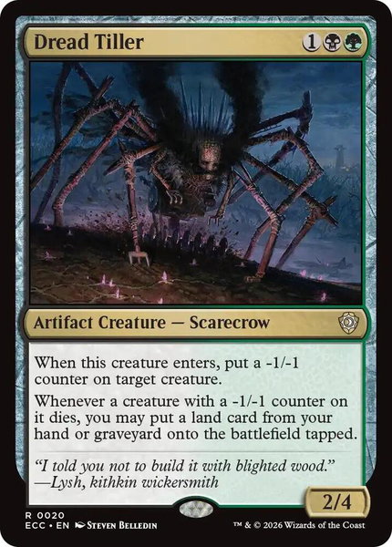 Dread Tiller trading card from Commander: Lorwyn Eclipsed Dread Tiller - Commander: Lorwyn Eclipsed Magic: The Gathering trading card