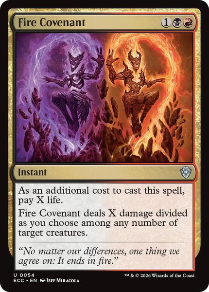 Fire Covenant trading card from Commander: Lorwyn Eclipsed Fire Covenant - Commander: Lorwyn Eclipsed Magic: The Gathering trading card