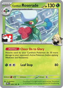 Cynthia's Roserade - Prize Pack Series Cards #008/182 - Rare Pokémon Trading Card