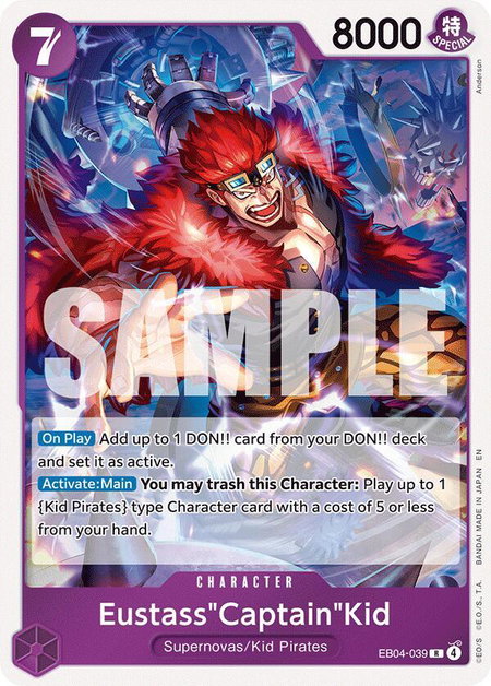 Eustass"Captain"Kid - EB04-039 trading card from The Azure Sea's Seven Eustass"Captain"Kid - EB04-039 - The Azure Sea's Seven One Piece trading card