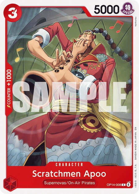 Scratchmen Apoo trading card from The Azure Sea's Seven Scratchmen Apoo - The Azure Sea's Seven One Piece trading card