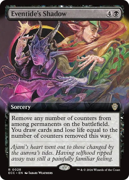 Eventide's Shadow (Extended Art) trading card from Commander: Lorwyn Eclipsed Eventide's Shadow (Extended Art) - Commander: Lorwyn Eclipsed Magic: The Gathering trading card