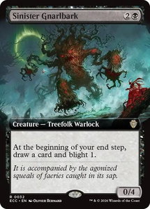 Sinister Gnarlbark (Extended Art) - Commander: Lorwyn Eclipsed (ECC) #32 - Rare Magic: The Gathering Trading Card