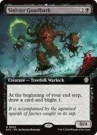 Sinister Gnarlbark (Extended Art) - Commander: Lorwyn Eclipsed (ECC) #32 - Rare Magic: The Gathering Trading Card