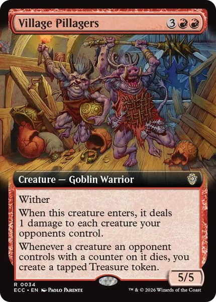 Village Pillagers (Extended Art) trading card from Commander: Lorwyn Eclipsed Village Pillagers (Extended Art) - Commander: Lorwyn Eclipsed Magic: The Gathering trading card