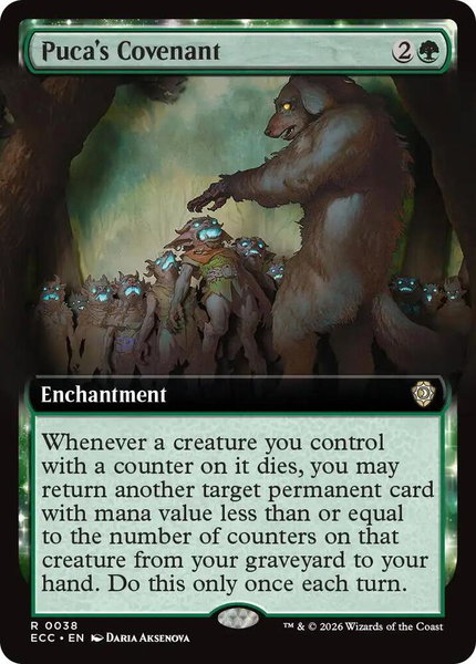 Puca's Covenant (Extended Art) trading card from Commander: Lorwyn Eclipsed Puca's Covenant (Extended Art) - Commander: Lorwyn Eclipsed Magic: The Gathering trading card