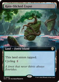 Rain-Slicked Copse (Extended Art) - Commander: Lorwyn Eclipsed (ECC) #43 - Rare Magic: The Gathering Trading Card