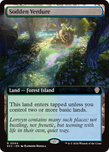 Sodden Verdure (Extended Art) trading card from Commander: Lorwyn Eclipsed Sodden Verdure (Extended Art) - Commander: Lorwyn Eclipsed Magic: The Gathering trading card