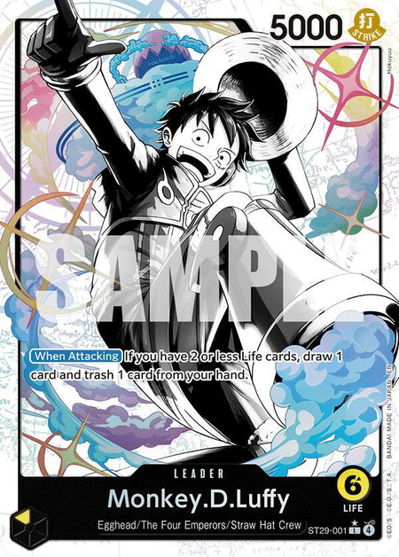 Monkey.D.Luffy (001) (Parallel) trading card from Starter Deck 29: Egghead Monkey.D.Luffy (001) (Parallel) - Starter Deck 29: Egghead One Piece trading card