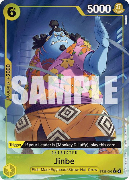Jinbe (Full Art) trading card from Starter Deck 29: Egghead Jinbe (Full Art) - Starter Deck 29: Egghead One Piece trading card