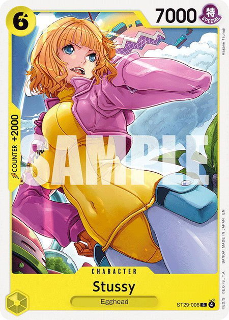 Stussy trading card from Starter Deck 29: Egghead Stussy - Starter Deck 29: Egghead One Piece trading card