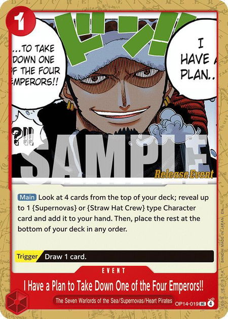 I Have a Plan to Take Down One of the Four Emperors!! - The Azure Sea's Seven Release Event Cards One Piece trading card
