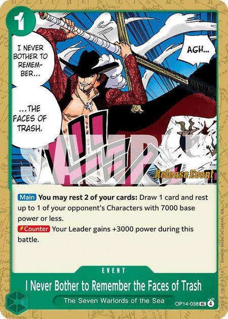 I Never Bother to Remember the Faces of Trash - The Azure Sea's Seven Release Event Cards One Piece trading card