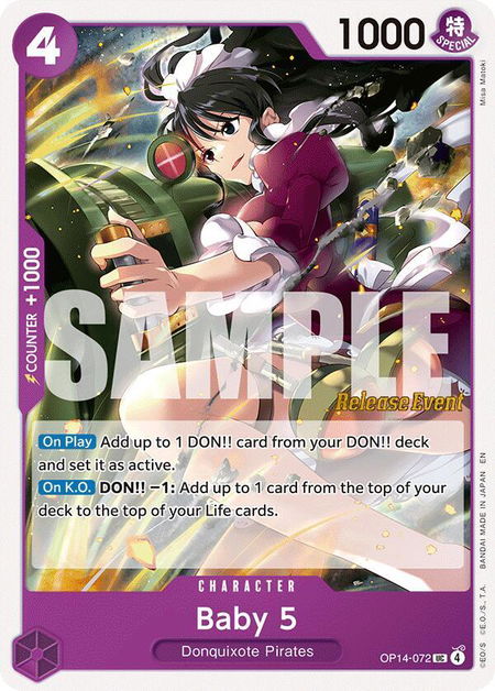 Baby 5 - The Azure Sea's Seven Release Event Cards One Piece trading card