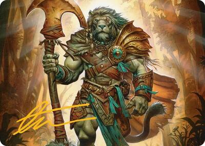 Ajani, Outland Chaperone Art Card (Gold-Stamped Signature) - Art Series: Lorwyn Eclipsed (ASECL) #28 - Special Magic: The Gathering Trading Card