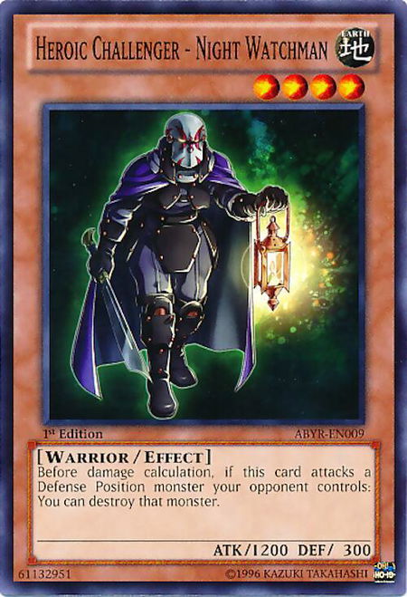 Heroic Challenger - Night Watchman - Abyss Rising YuGiOh trading card