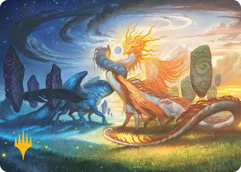Celestial Reunion Art Card (19/54) (Gold-Stamped Planeswalker Symbol) trading card from Art Series: Lorwyn Eclipsed Celestial Reunion Art Card (19/54) (Gold-Stamped Planeswalker Symbol) - Art Series: Lorwyn Eclipsed Magic: The Gathering trading card