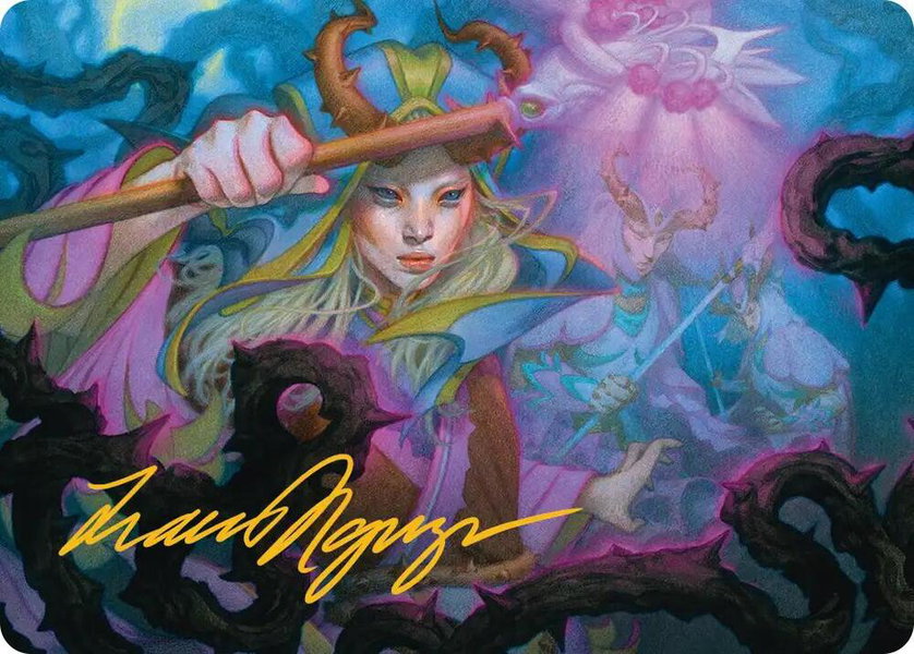 Stoic Grove-Guide Art Card (Gold-Stamped Signature) trading card from Art Series: Lorwyn Eclipsed Stoic Grove-Guide Art Card (Gold-Stamped Signature) - Art Series: Lorwyn Eclipsed Magic: The Gathering trading card