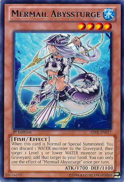 Mermail Abyssturge trading card from Abyss Rising Mermail Abyssturge - Abyss Rising YuGiOh trading card