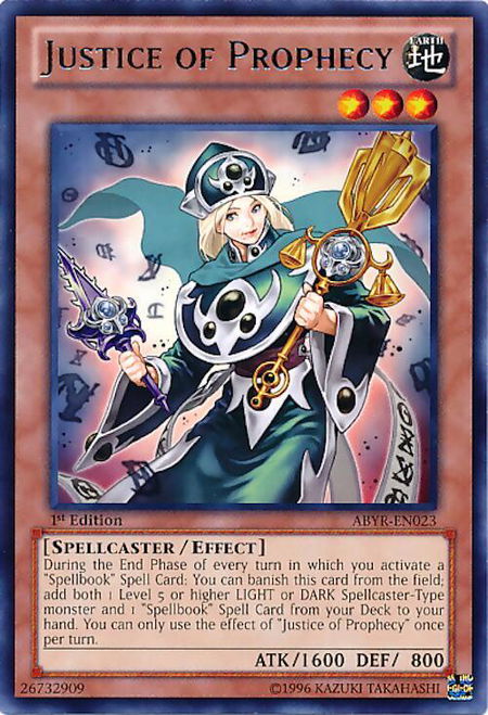 Justice of Prophecy trading card from Abyss Rising Justice of Prophecy - Abyss Rising YuGiOh trading card