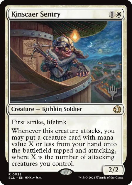 Kinscaer Sentry trading card from Promo Pack: Lorwyn Eclipsed Kinscaer Sentry - Promo Pack: Lorwyn Eclipsed Magic: The Gathering trading card