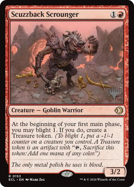 Scuzzback Scrounger trading card from Promo Pack: Lorwyn Eclipsed Scuzzback Scrounger - Promo Pack: Lorwyn Eclipsed Magic: The Gathering trading card