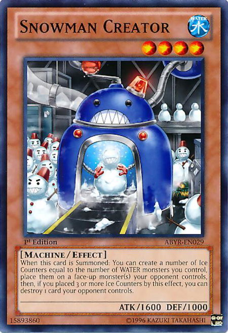 Snowman Creator trading card from Abyss Rising Snowman Creator - Abyss Rising YuGiOh trading card
