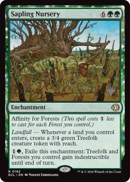 Sapling Nursery trading card from Promo Pack: Lorwyn Eclipsed Sapling Nursery - Promo Pack: Lorwyn Eclipsed Magic: The Gathering trading card
